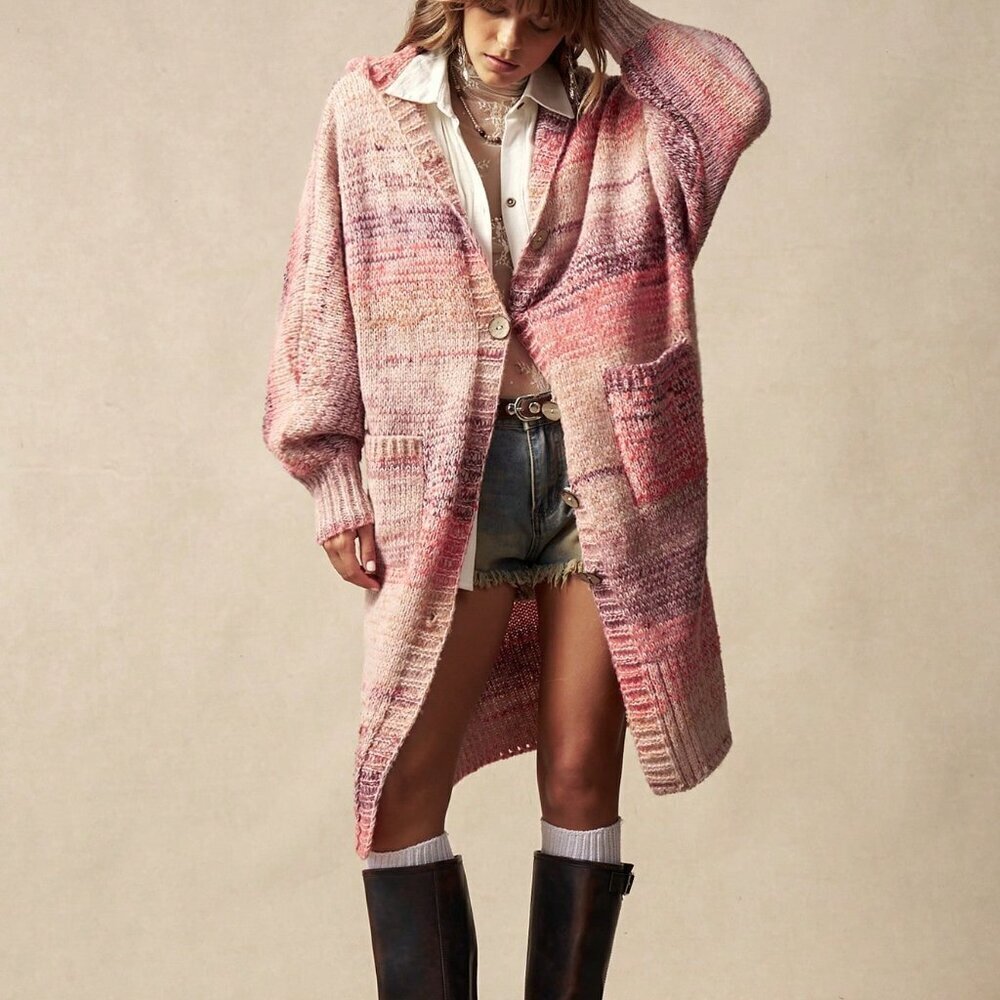 Multicolor Boho Women's Batwing Sleeve Cardigan